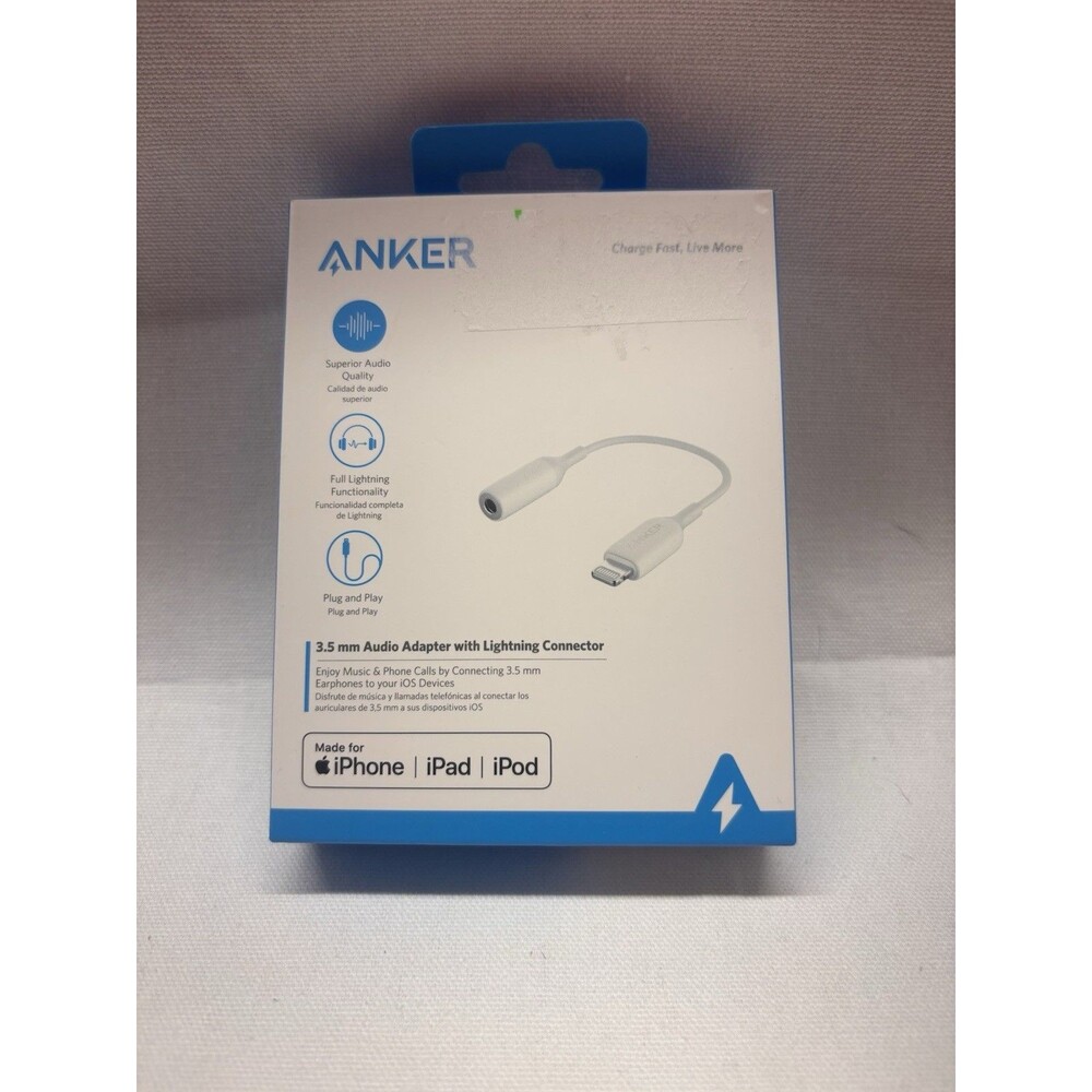 Anker A8193 to 3.5mm Audio Adapter MFi-Certified New Sealed iPad iPhone iPod